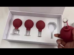 하얀 전구 마사지 세트와 15/25/35/55 밀리미터 부항기